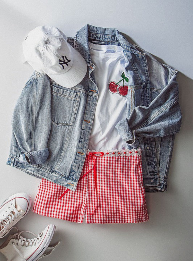 Cherry Sequin Graphic Tee | White