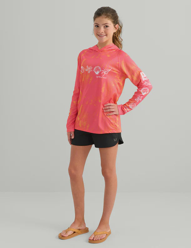 Girls Pursuit Performance Hoodie | Neon Coral