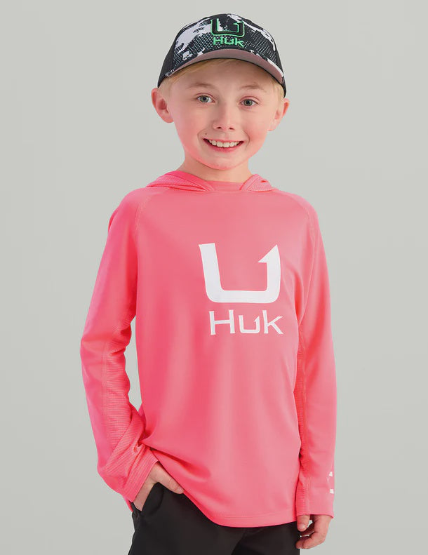 Kids Icon Performance Hoodie | Neon Coral
