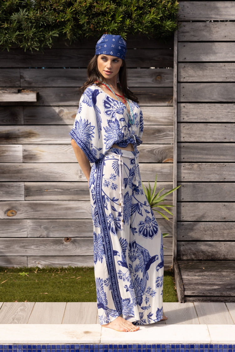 Indira Bay Pants | Blue & White
