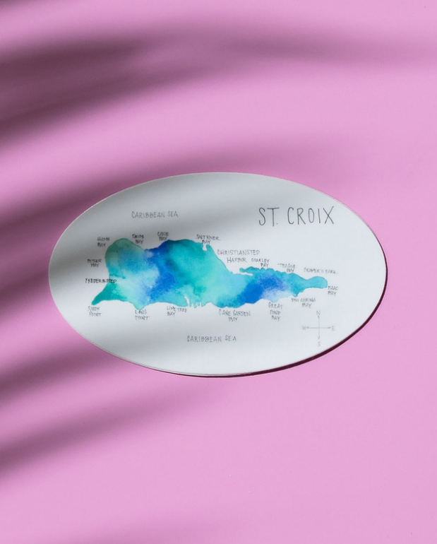 St. Croix Watercolor Map Sticker | Blue