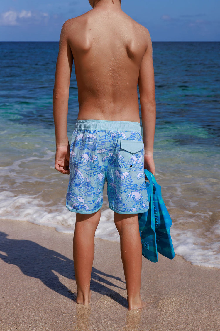 Boys Scallop Boardshort | Canal Blue