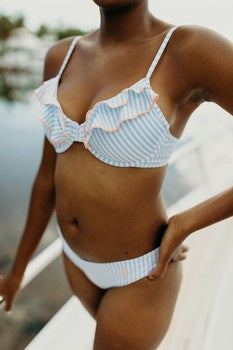 Mongoose Seersucker Bikini Bottom | Chambray