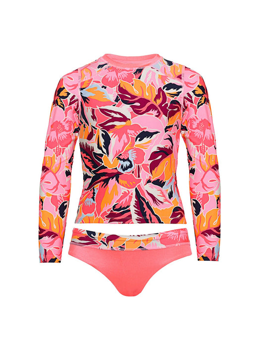 Coral Leafy Odyssey Girls Swim Set