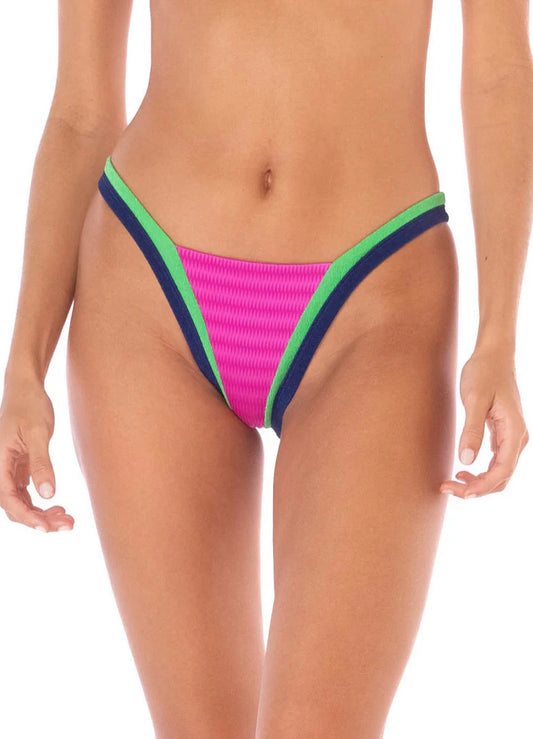 Deep Pink Trinity Regular Rise V Front Bikini Bottom