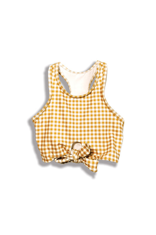 Little Girls Yellow Gingham Swim Set