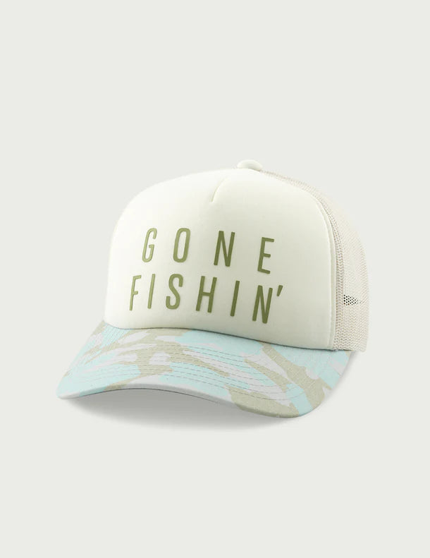 Gone Fishin Trucker Hat | Egret