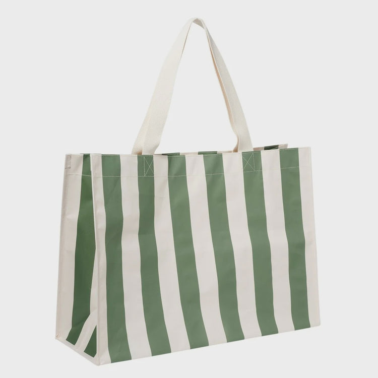 Carryall Beach Bag | Olive Stripe