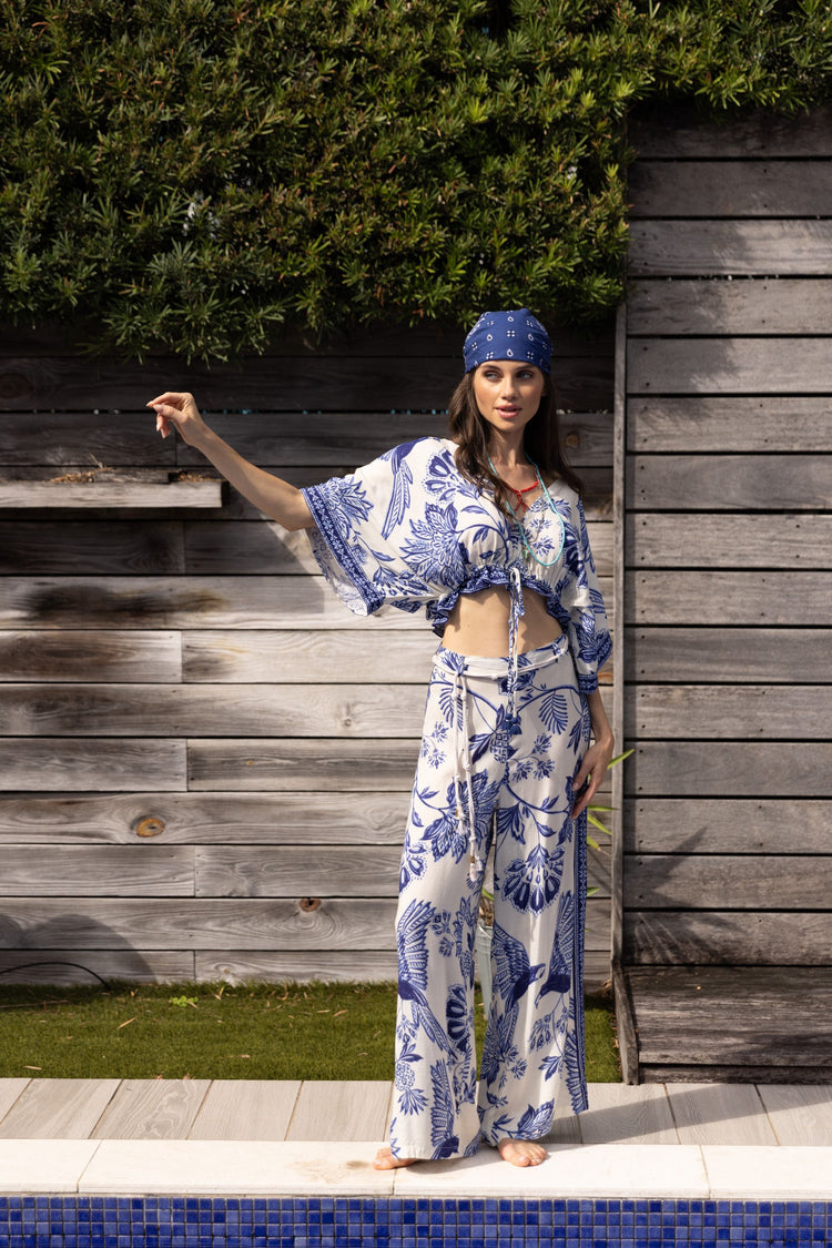 Indira Bay Pants | Blue & White