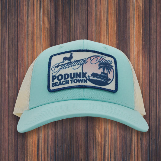 Podunk Beach Town Medium Snapback Hat | Aruba Blue