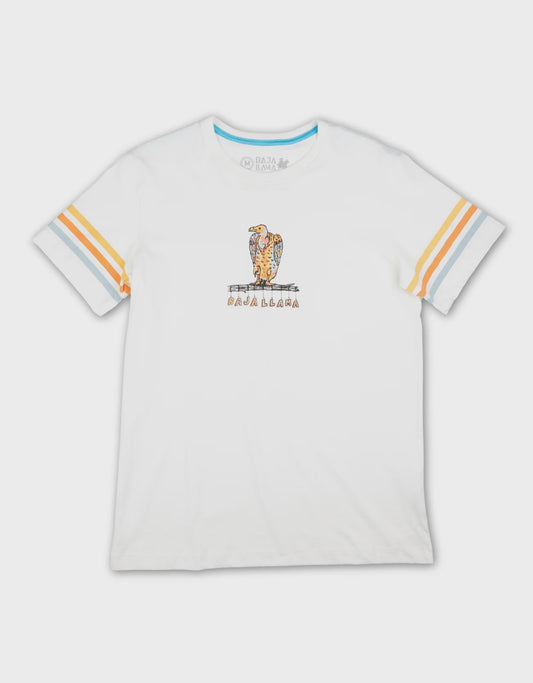 Perched and Striped Graphic Tee | White