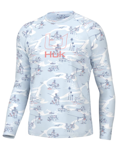 Fish Bones Long- Sleeve Crew Shirt | Ice Water