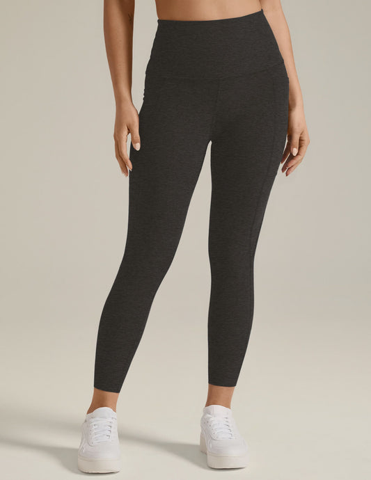 Spacedye Out Of Pocket High Waisted Capri Legging | Charcoal