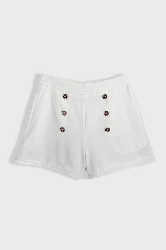 Women's High Waist Sailor Short | White