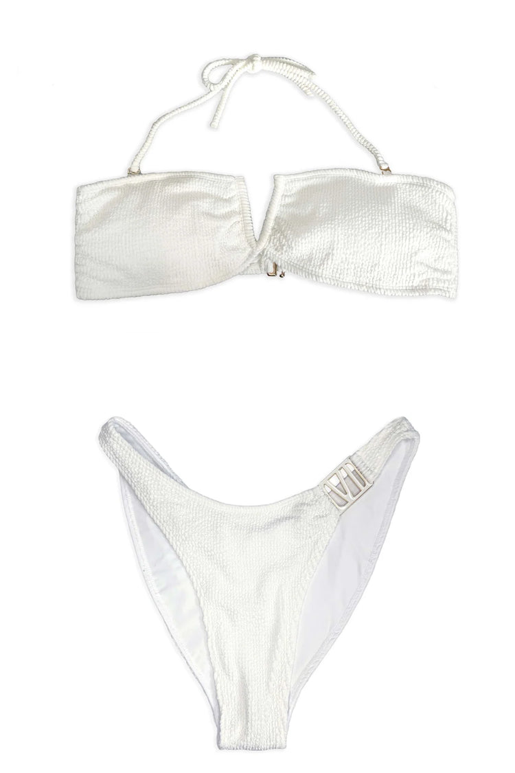 V-Wire Bandeau Bikini Top | White