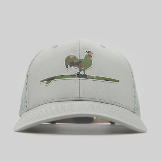 Surfing Rooster Snapback Hat | Camo