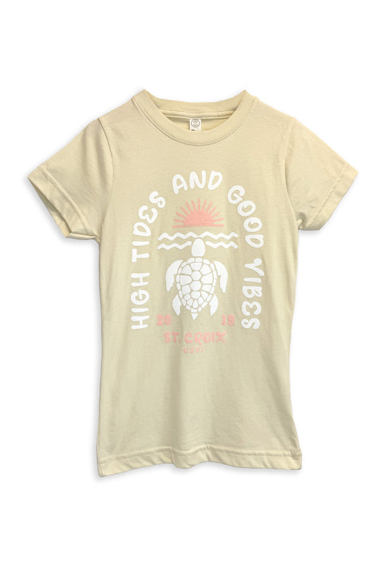 Girls High Tides & Good Vibes Tee | Natural