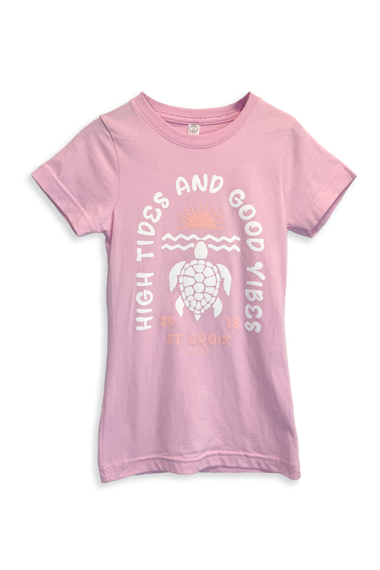 Girls High Tides & Good Vibes Tee | Pink