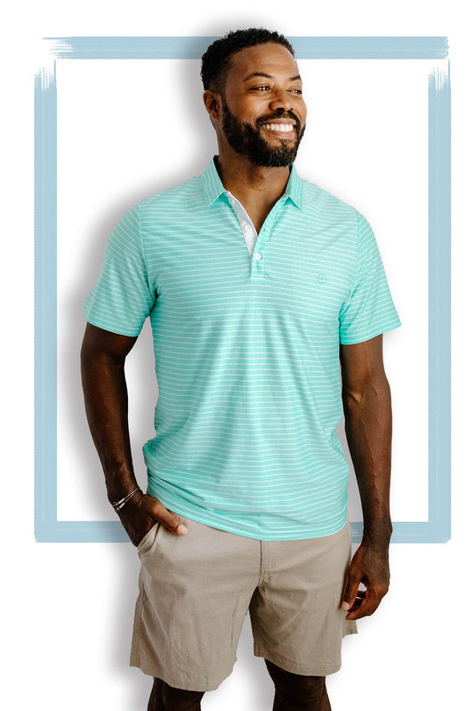 Men's Performance Polo | Mint Stripe