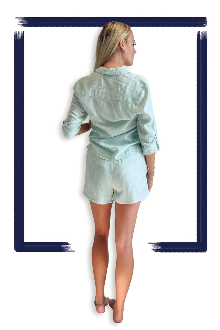 Women's Aprés Sea Buttondown Shirt | Mint Stripe