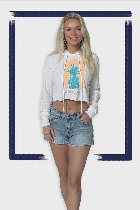 Cropped Long Sleeve Pineapple Logo Tee