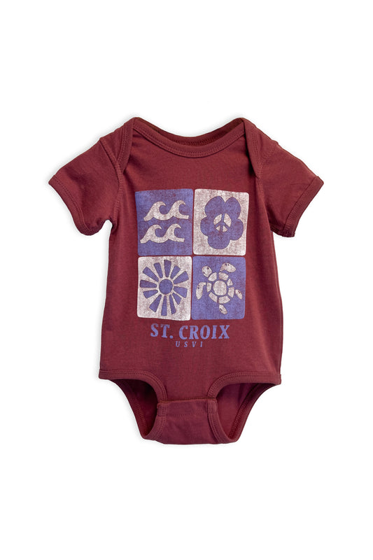 Girls Beach Block Onesie | Paprika