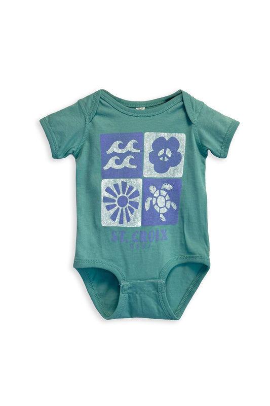 Girls Beach Block Onesie | Teal