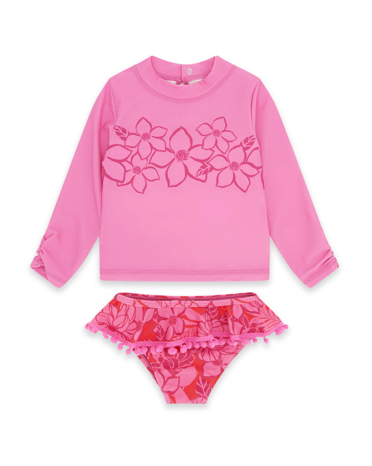 Girls Sandy Toes Rashguard Swim Set | Sunset