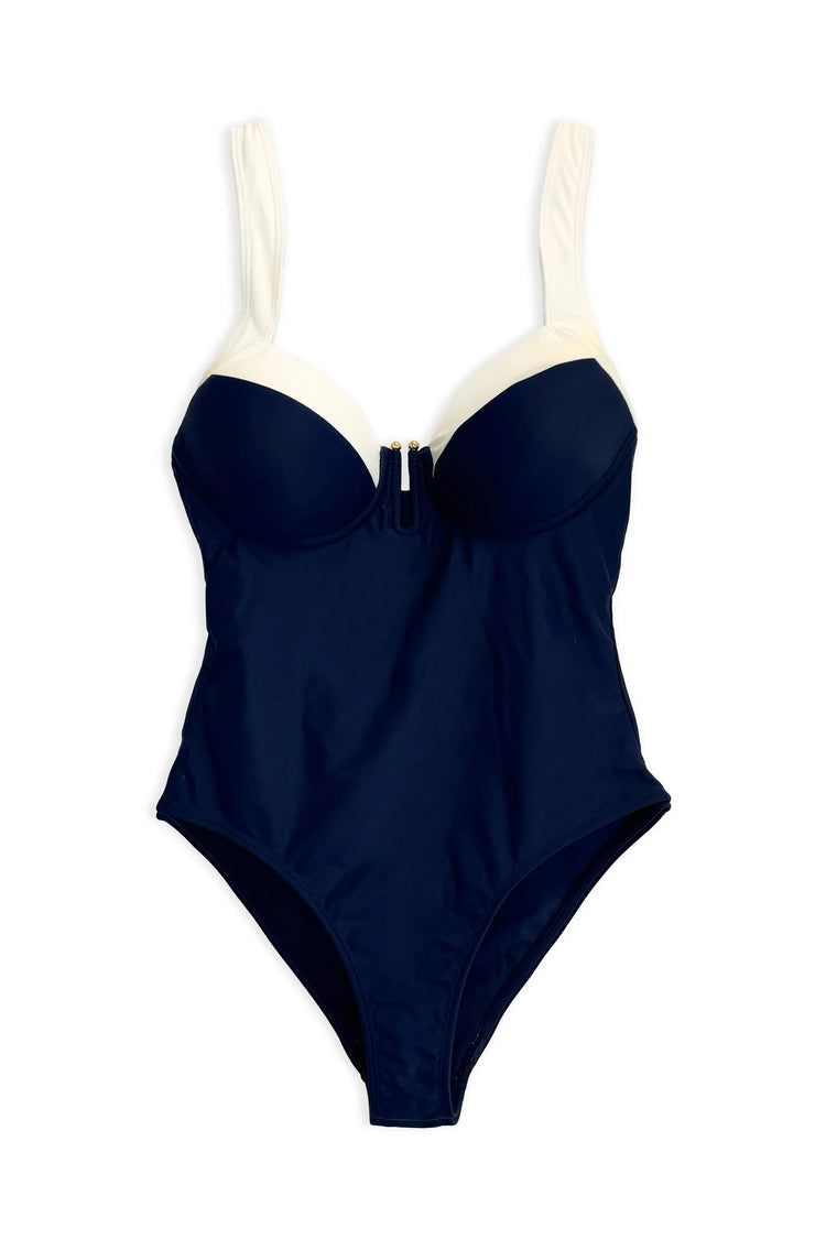 The Vesper One Piece Maillot | Navy/Cream