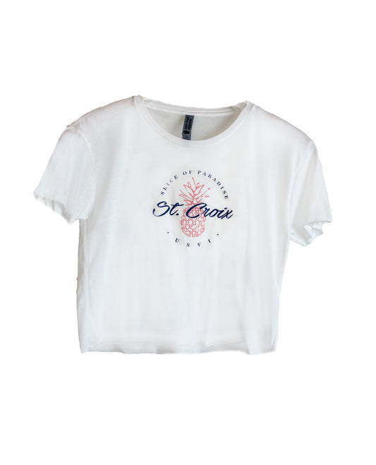 Women's Slice of Paradise Crop Tee | White