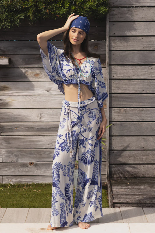 Indira Bay Pants | Blue & White