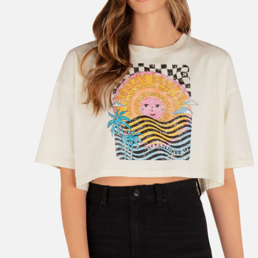 Psychedelic Surf Boyfriend Cropped Tee